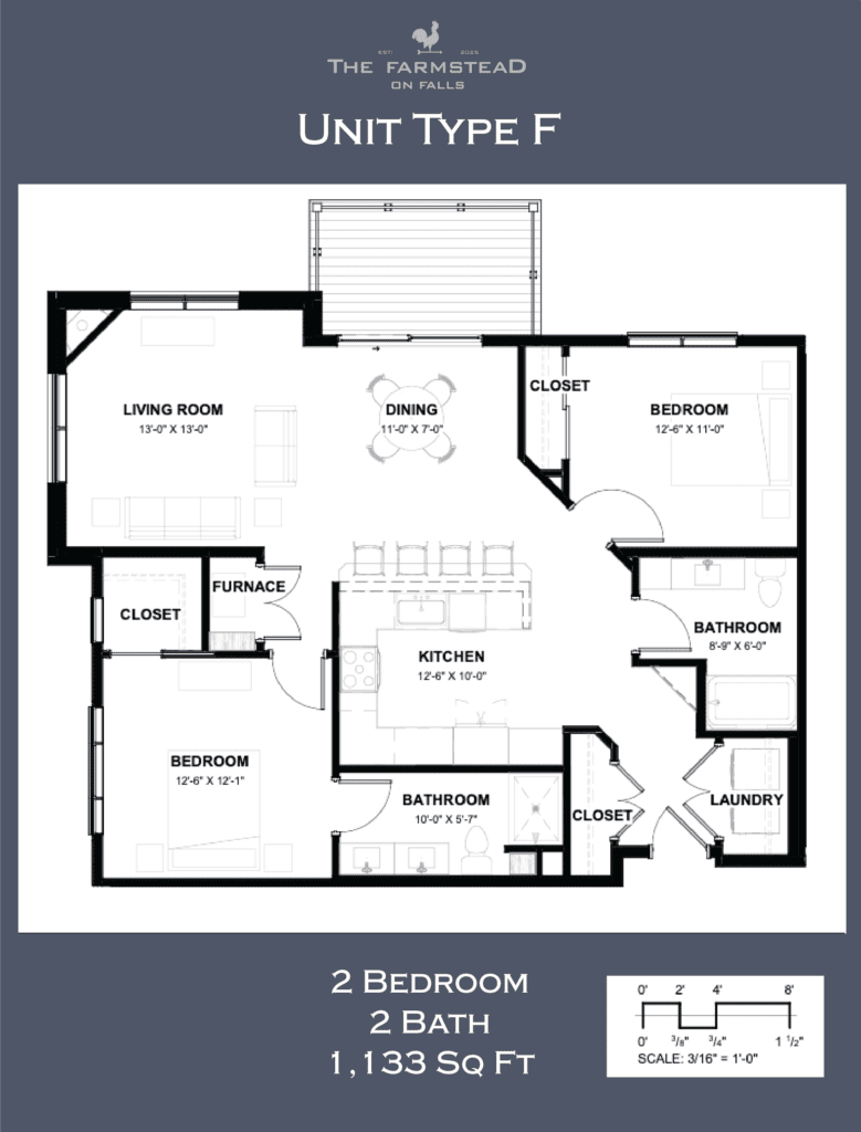 Unit Type F 2 Bedroom, 2 Bath 1,133 Sq Ft