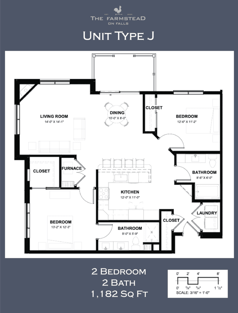 Unit Type J 2 Bedroom, 2 Bath 1,182 Sq Ft
